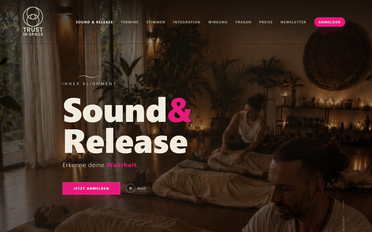 Screenshot der Website Sound & Release